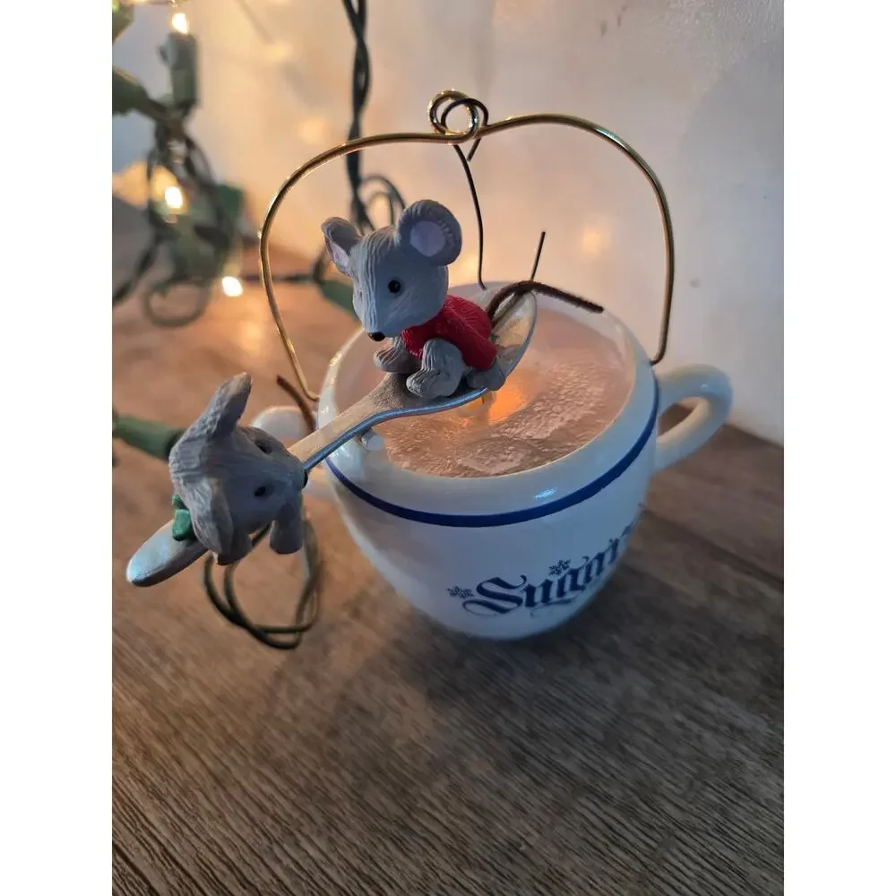 Hallmark Magic Light & Motion Ornaments Lot -Christmas Morning & Loving Spoonful